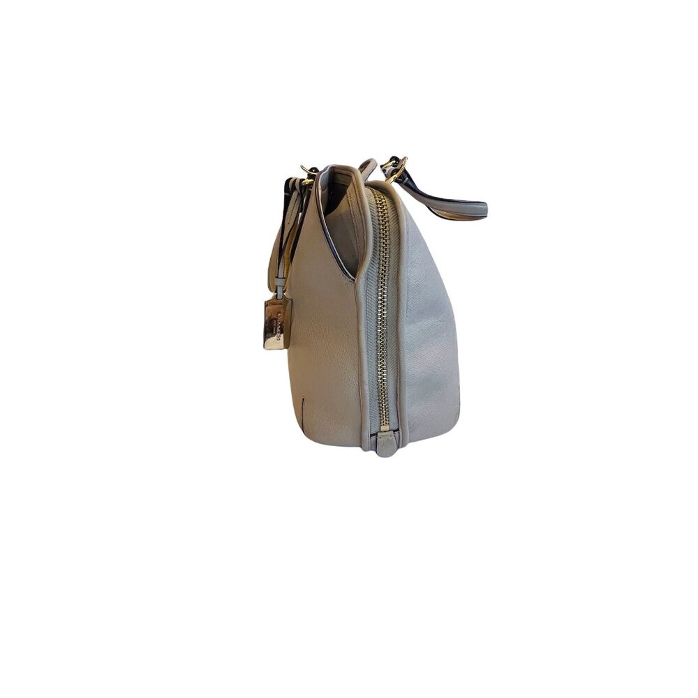 Coach Beige Crossgrain Leather Street Prince Satchel Top Handles 14 in X 11 in - Picture 4 of 14